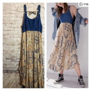 Free People Blue and Tan Maxi Dress